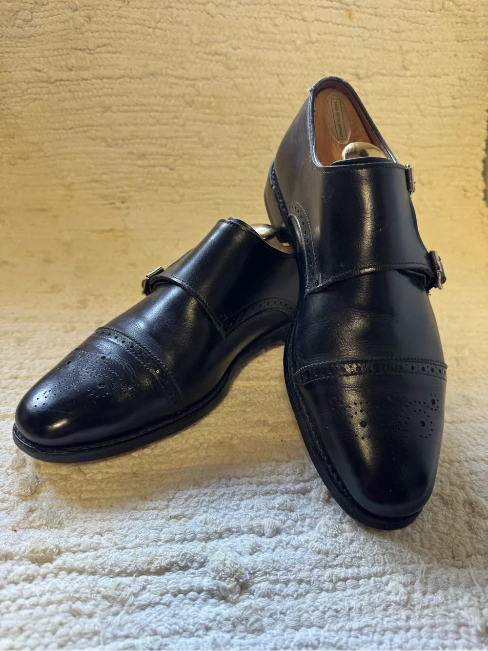 Allen Edmonds Black Leather Double Monk Strap Oxfords